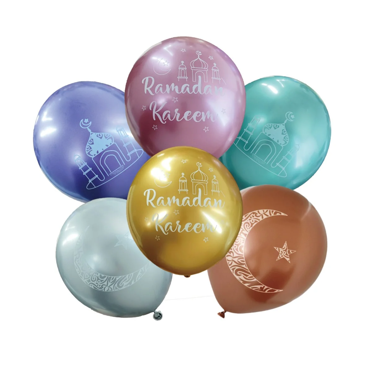 Ramadan Printed Chrome Balloon 12ct — size reference