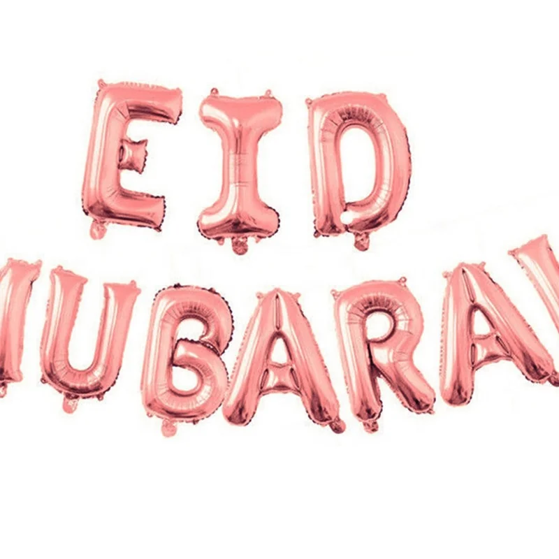 Eid Lettering Foil Balloon Garland Set 10pcs Rosegold