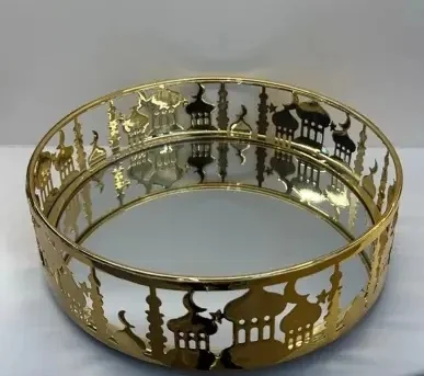 EID Golden Mirror Round Serving Tray 48pcs