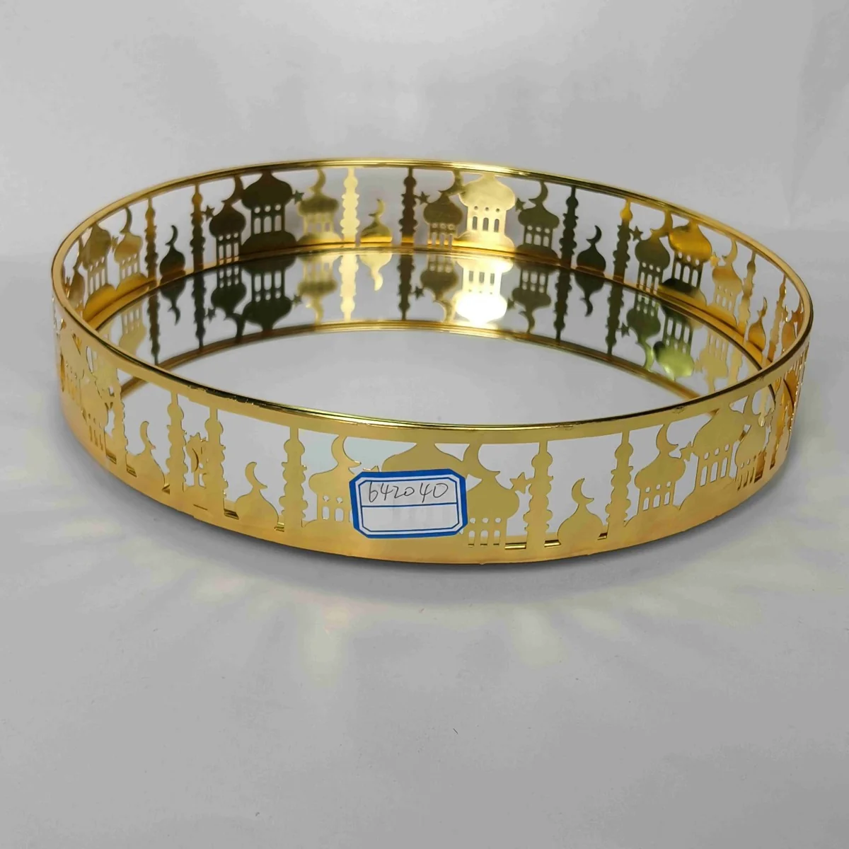 EID Golden Mirror Round Serving Tray 48pcs