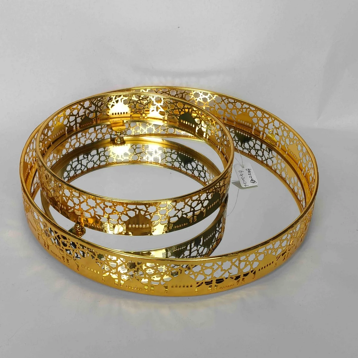 EID Golden Mirror Round Serving Tray 60pcs — detail