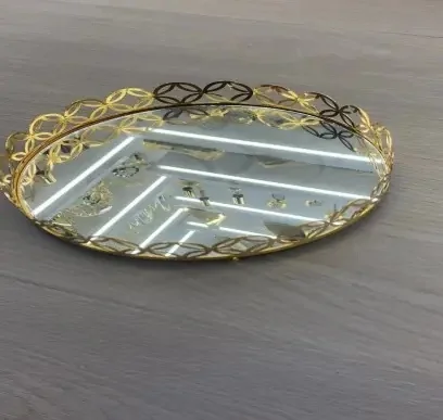 EID Golden Mirror Round Serving Tray 60pcs