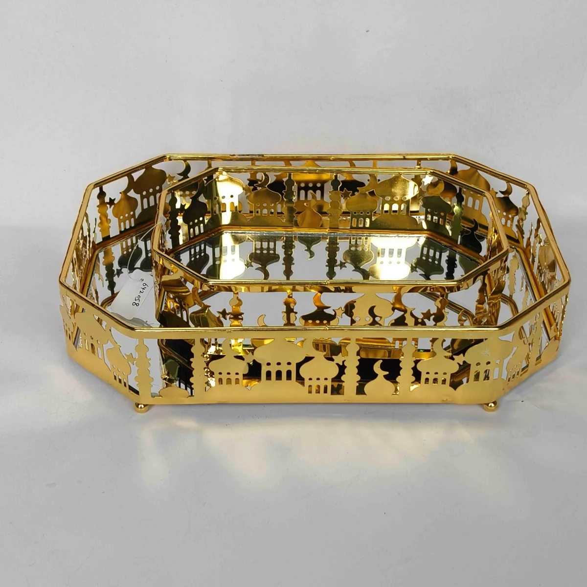 EID Golden Mirror Rectangle Serving Tray 48pcs