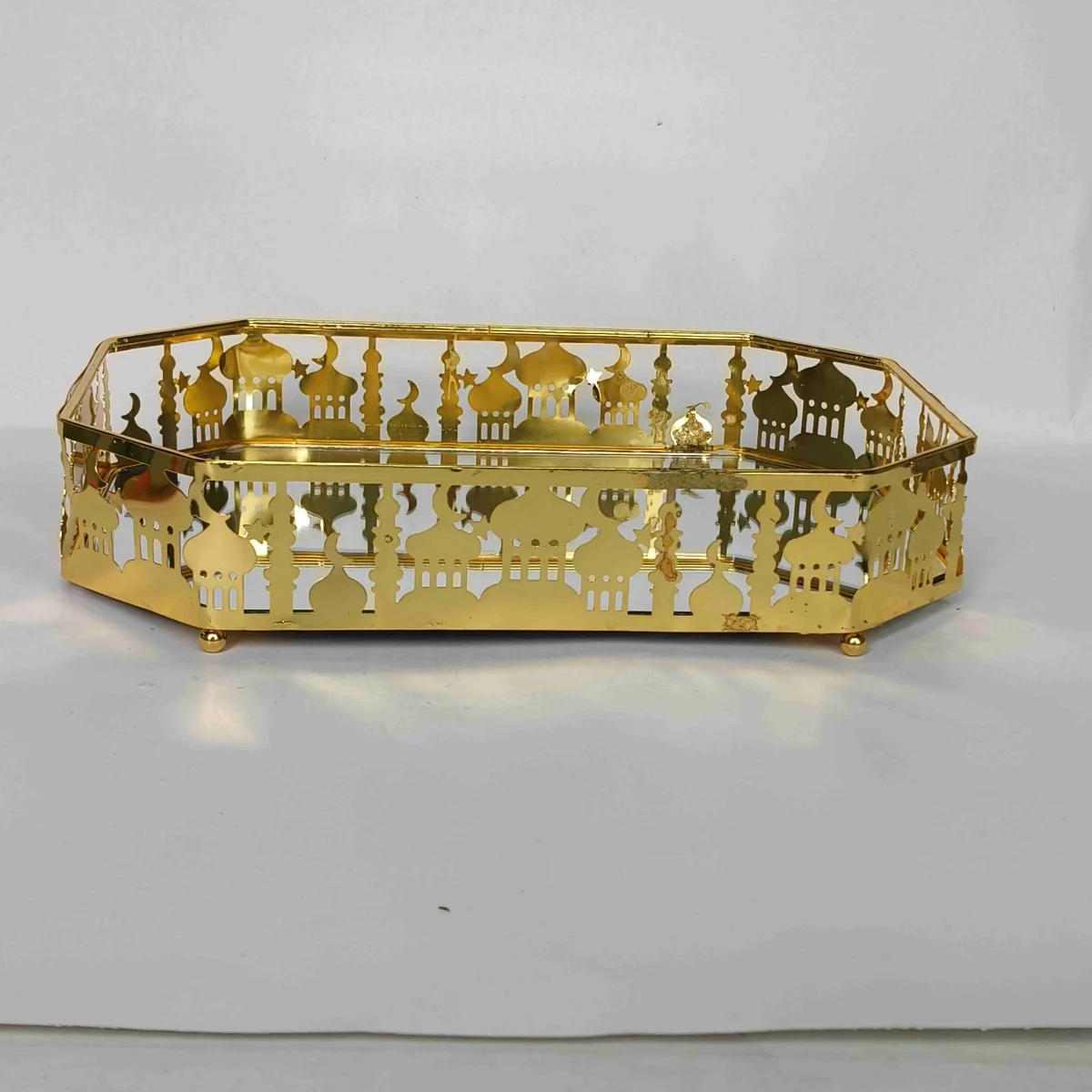 EID Golden Mirror Rectangle Serving Tray 48pcs — detail