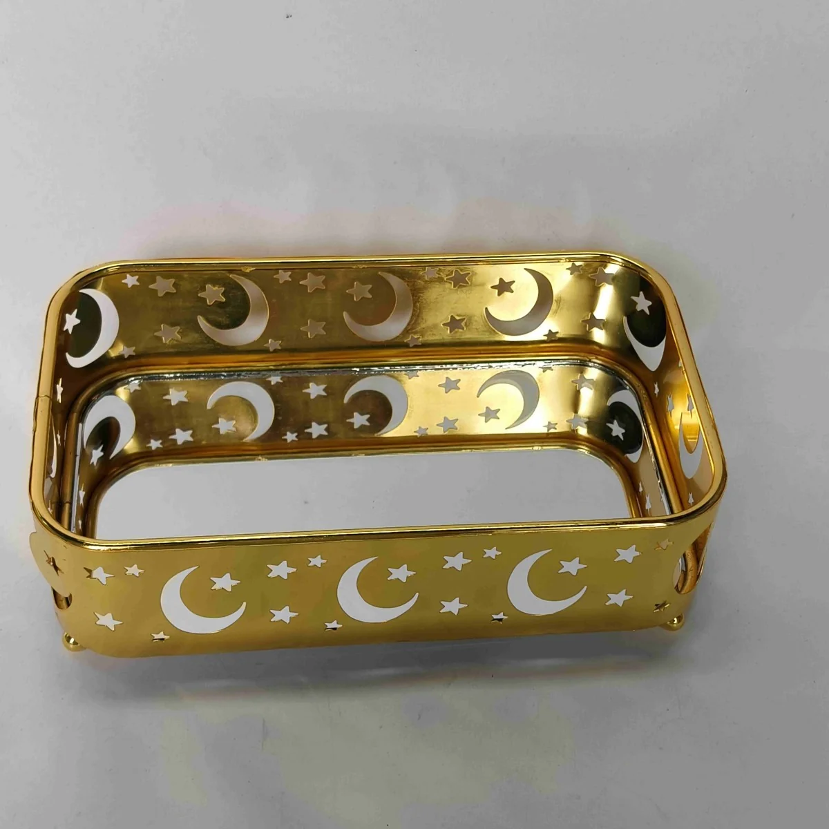 EID Golden Mirror Rectangle Serving Tray 60pcs — detail
