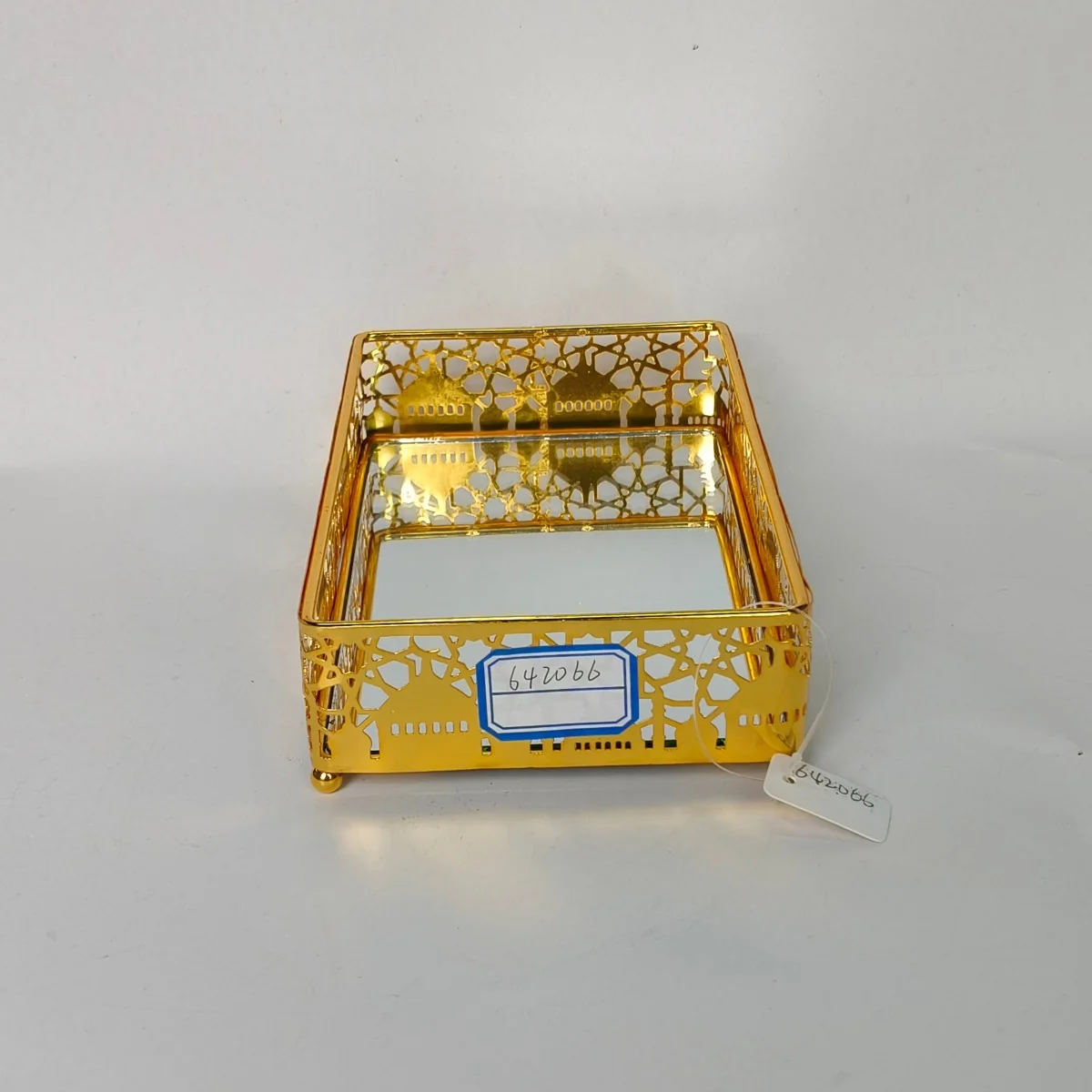 EID Golden Mirror Rectangle Serving Tray 60pcs