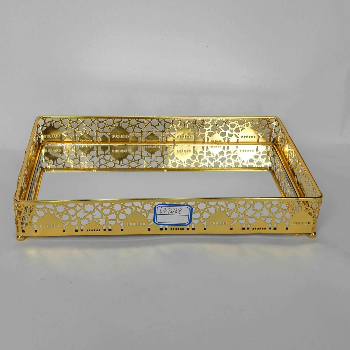 EID Golden Mirror Rectangle Serving Tray 36pcs
