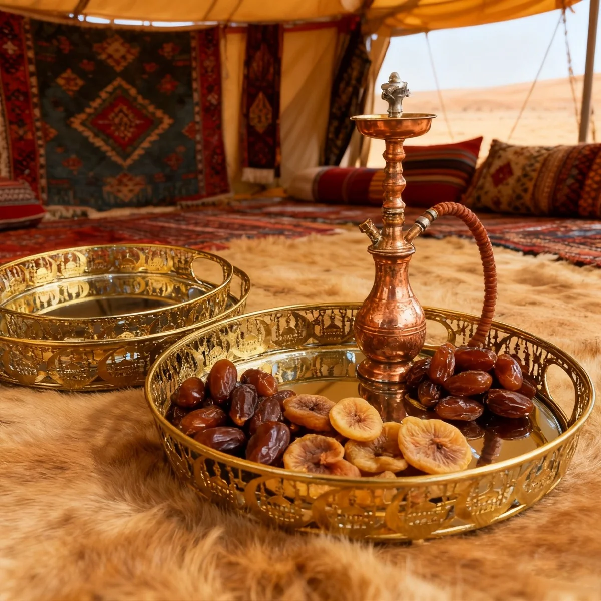 2PCS Eid Round Serving Tray Set, round tray