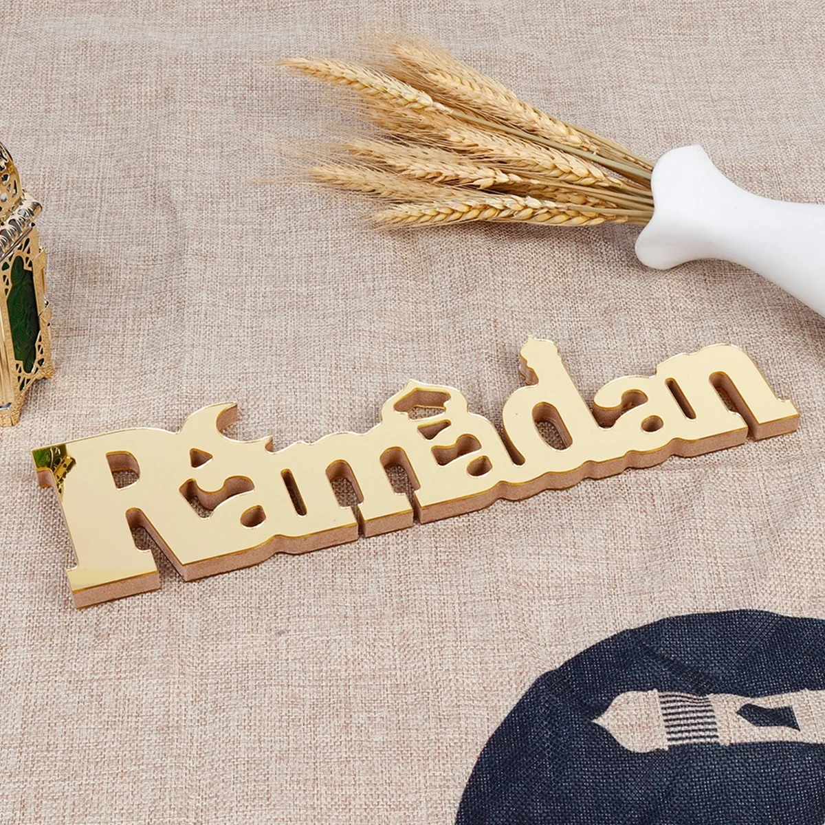 Wood Lettering Ornament Ramadan Gold