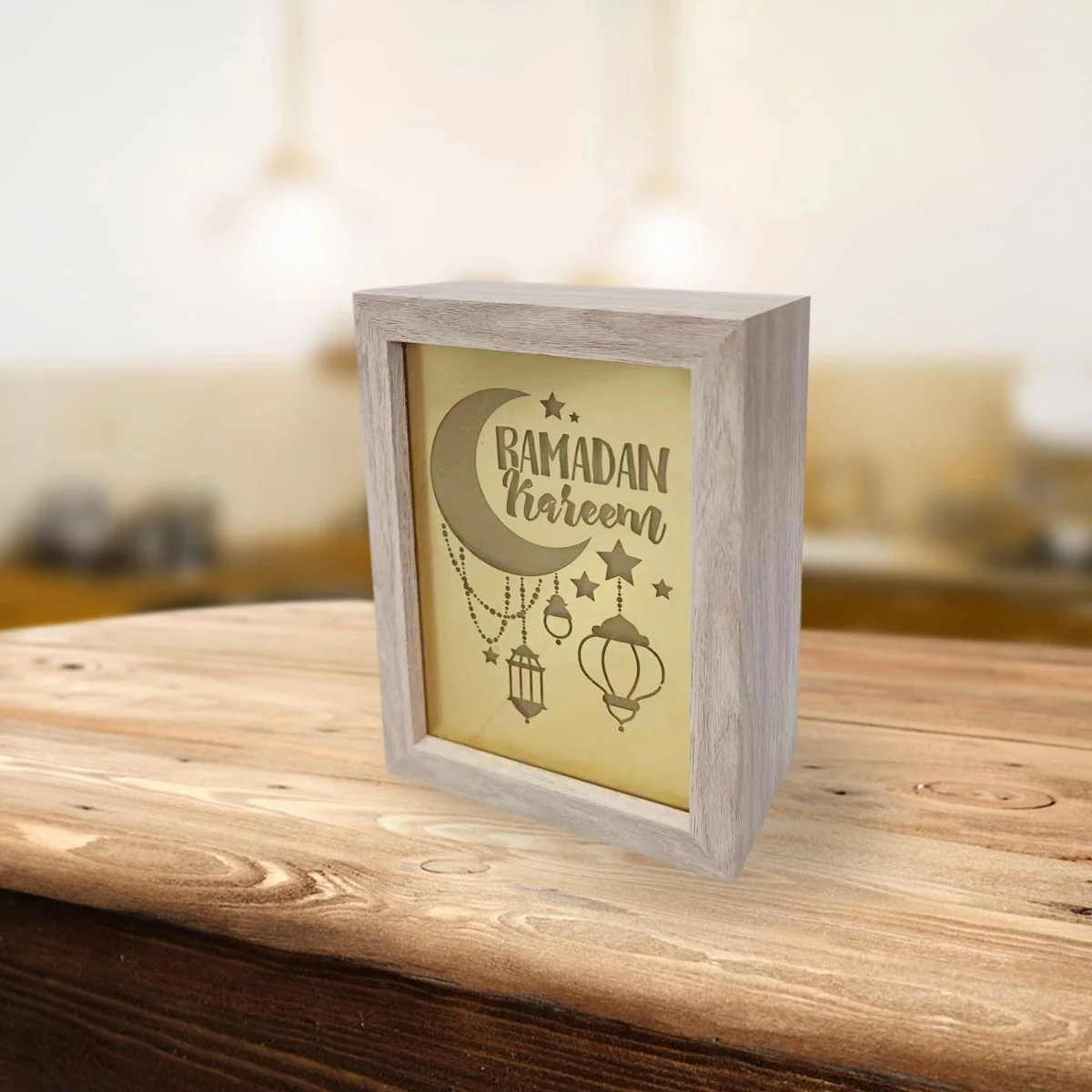 Ramadan Light Box Ornament Gold LED 1pcs — detail