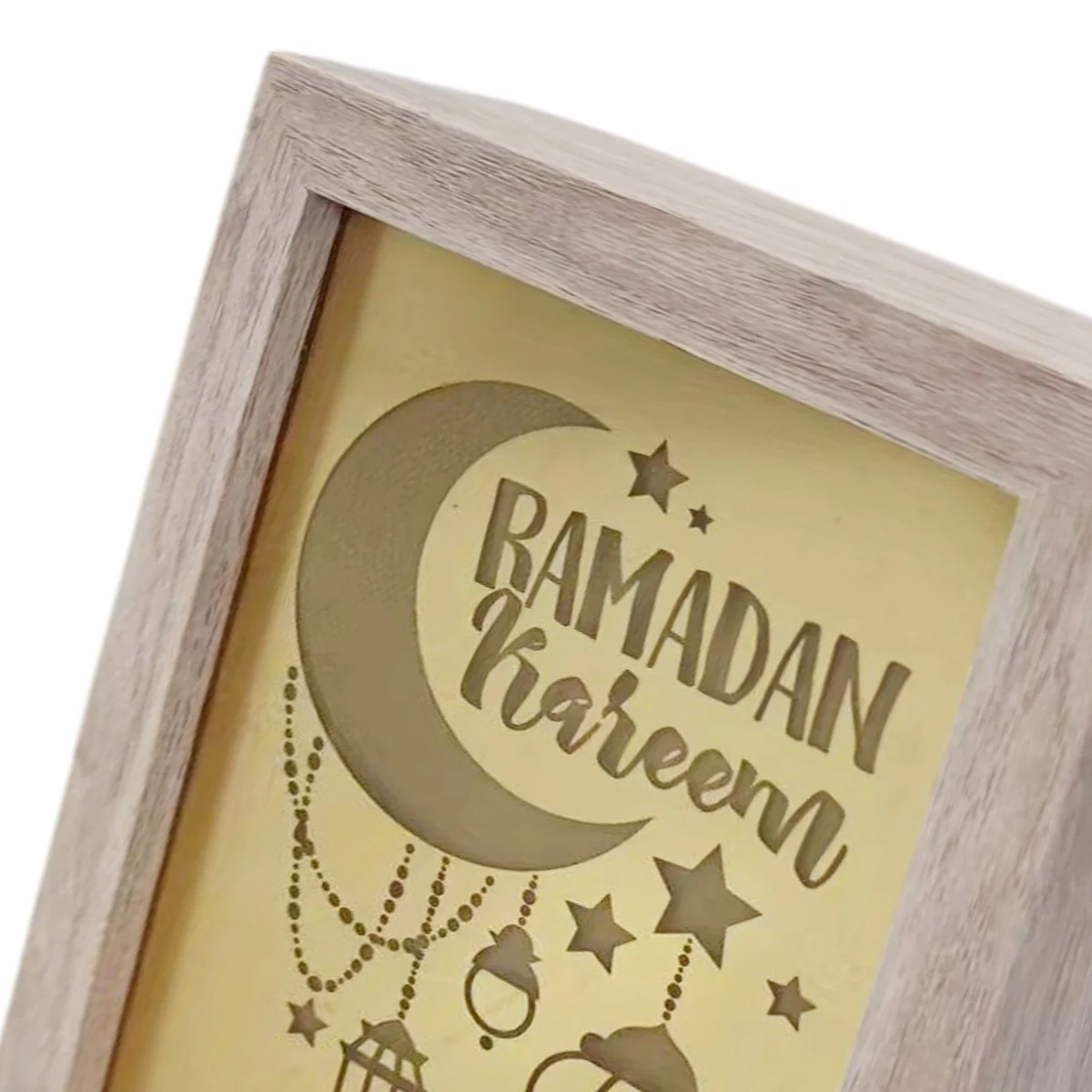 Ramadan Light Box Ornament Gold LED 1pcs — size reference