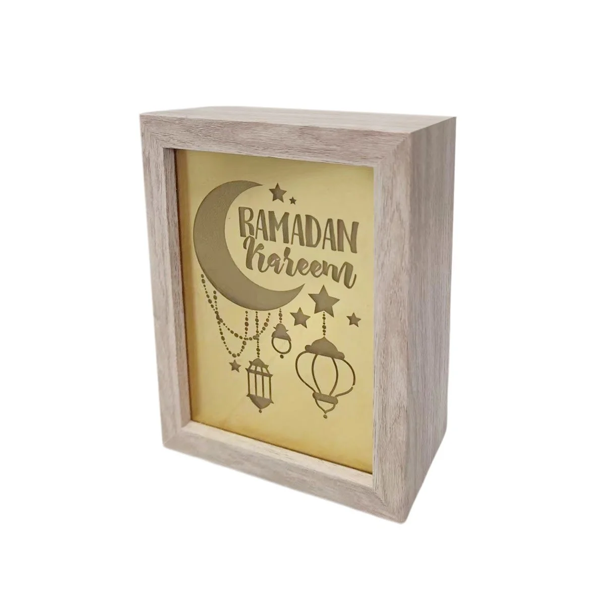 Ramadan Light Box Ornament Gold LED 1pcs — contents