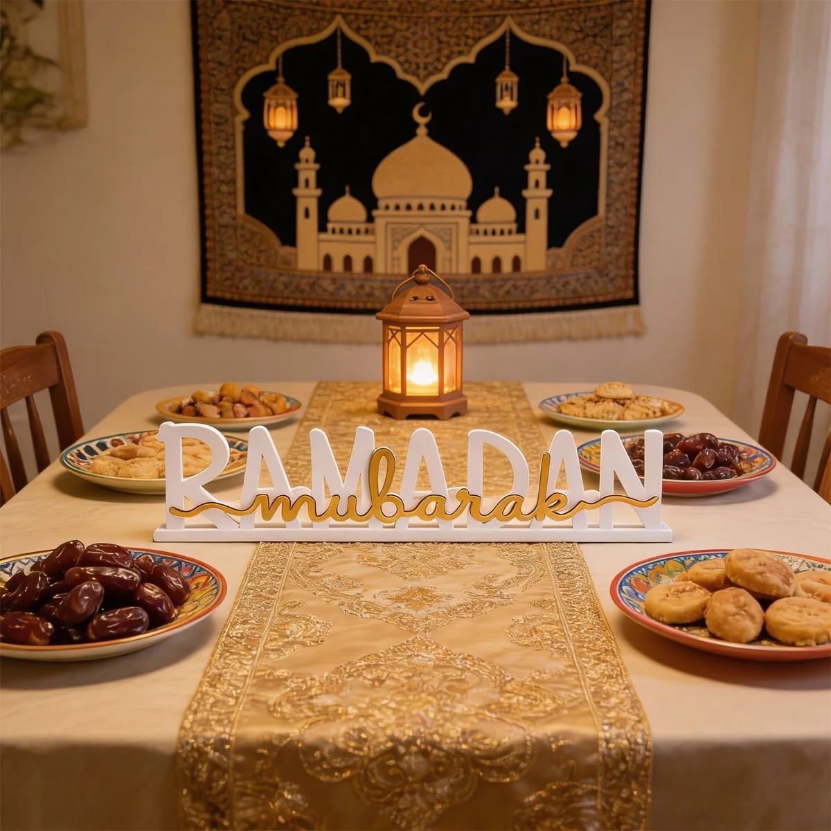 Ramadan Mubarak Wooden Decoration 1pcs