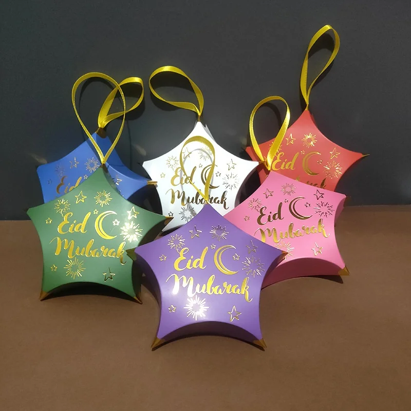 Eid Star Shape gift box includes Ribbon 6ct — packaging
