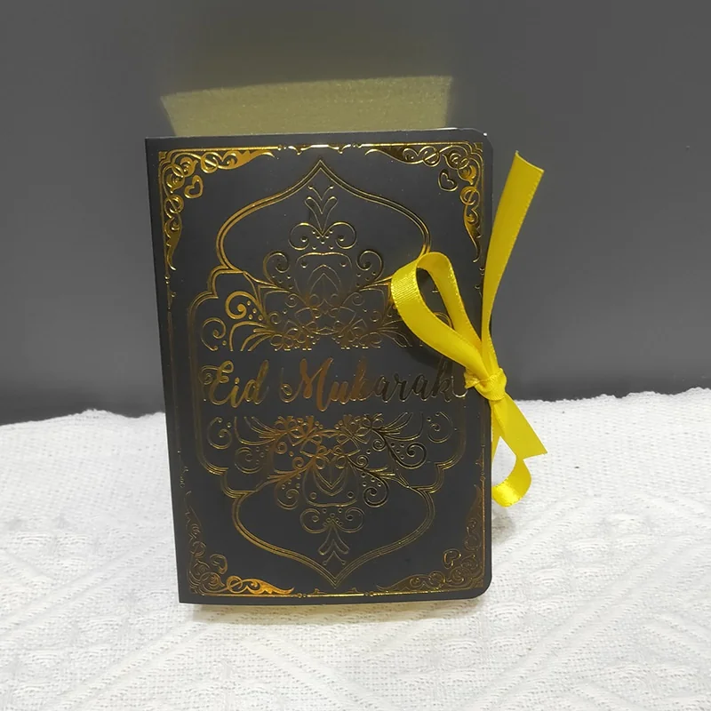Eid Box Shape Gift Box includes Ribbon 2ct Black