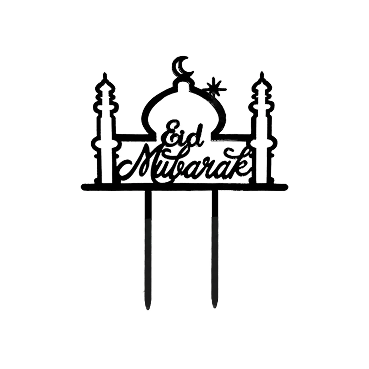 Eid Mubarak Cake Pick Black colour 1pcs — packaging