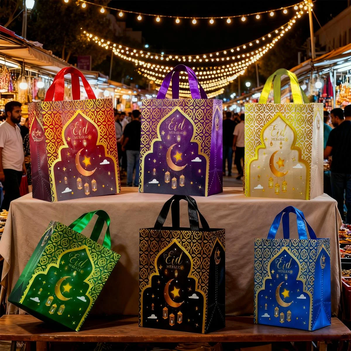 Ramadan Gift Bags - 12pcs
5024 Series, 2 of each of the six colors
29*27*12 — detail